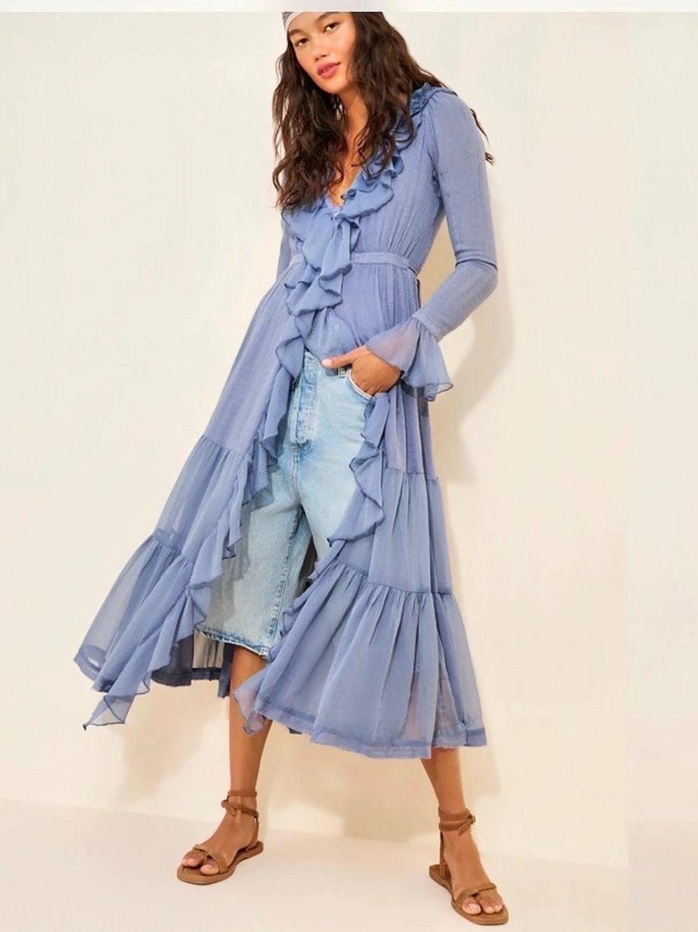Free People Blue Isla Midi Dress XS